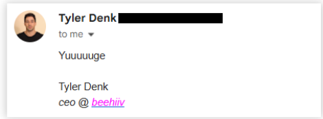 Email reply from Tyler Denk after reading Nathan's newsletter